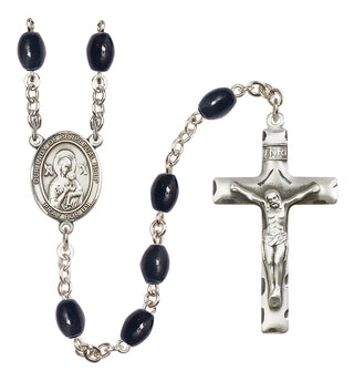 Silver Plated 8x6mm Black Our Lady of Perpetual Help Rosary