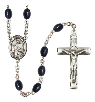 Silver-Plated 8x6mm Saint Placidus  Engraved Catholic Rosaries