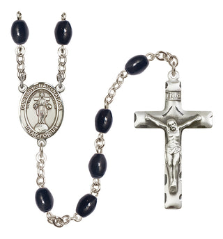 Silver Plated 8x6mm Black Our Lady of All Nations Rosary