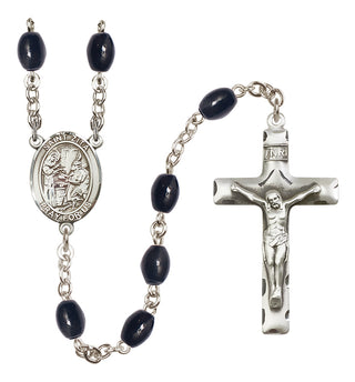 Silver Plated 8x6mm Black Saint Zita Rosary