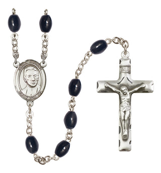 Silver-Plated 8x6mm Saint Eugene de Mazenod  Engraved Catholic Rosaries