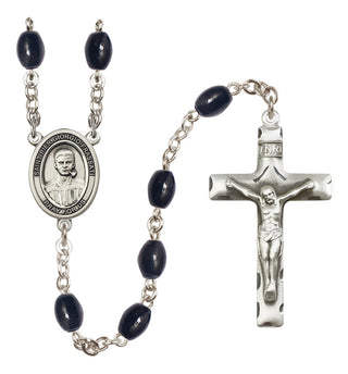 Silver Plated 8x6mm Black Blessed Pier Giorgio Frassati Rosary