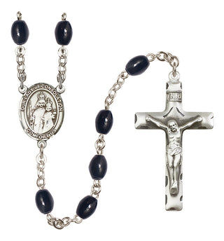Silver Plated 8x6mm Black Our Lady of Consolation Rosary