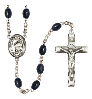Silver-Plated 8x6mm Saint Teresa of Calcutta  Engraved Catholic Rosaries