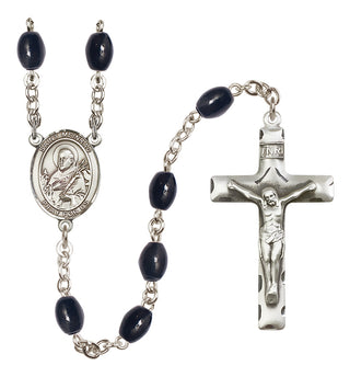 Silver-Plated 8x6mm Saint Meinrad of Einsiedeln  Engraved Catholic Rosaries