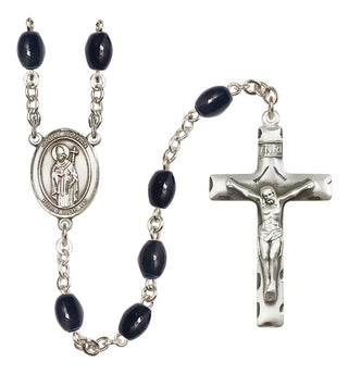 Silver-Plated 8x6mm Saint Ronan  Engraved Catholic Rosaries