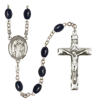 Silver Plated 8x6mm Black Saint Wolfgang Rosary
