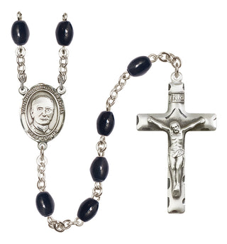 Silver-Plated 8x6mm Saint Hannibal  Engraved Catholic Rosaries