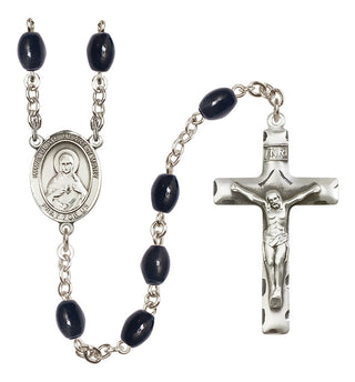 Silver-Plated 8x6mm Immaculate Heart of Mary  Engraved Catholic Rosaries