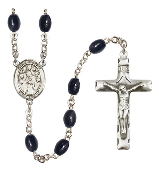 Silver Plated 8x6mm Black Saint Felicity Rosary