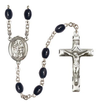 Silver-Plated 8x6mm Saint Joachim  Engraved Catholic Rosaries