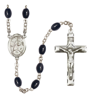 Silver-Plated 8x6mm Saint Edwin  Engraved Catholic Rosaries