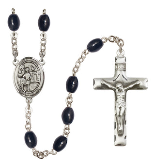 Silver-Plated 8x6mm Saint Vitus  Engraved Catholic Rosaries