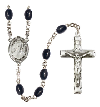 Silver-Plated 8x6mm Saint John Berchmans  Engraved Catholic Rosaries