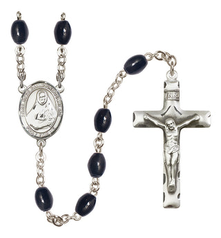 Silver Plated 8x6mm Black Saint Rose Philippine Duchesne Rosary