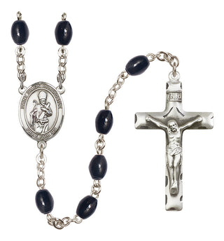 Silver-Plated 8x6mm Saint Simon the Apostle  Engraved Catholic Rosaries
