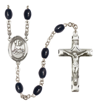 Silver-Plated 8x6mm Saint Honorius of Amiens  Engraved Catholic Rosaries