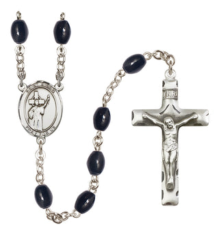 Silver-Plated 8x6mm Saint Aidan of Lindesfarne  Engraved Catholic Rosaries