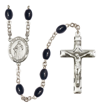 Silver Plated 8x6mm Black Our Lady the Undoer of Knots Rosary