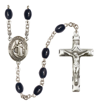 Silver Plated 8x6mm Black Saint Raymond of Penafort Rosary