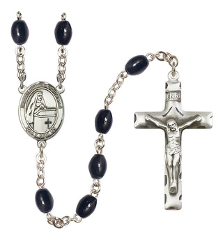 Silver Plated 8x6mm Black Blessed Emilee Doultremont Rosary