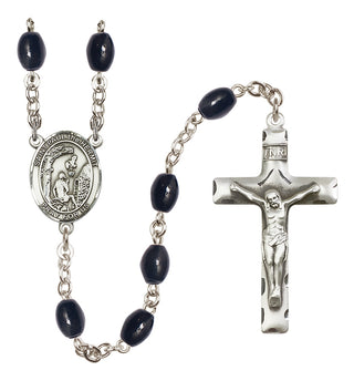 Silver Plated 8x6mm Black Saint Paul the Hermit Rosary