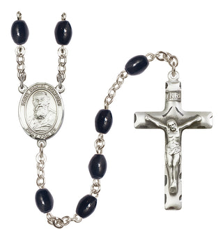 Silver Plated 8x6mm Black Saint Daniel Comboni Rosary