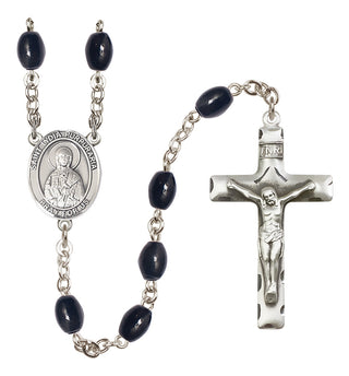 Silver Plated 8x6mm Black Saint Lydia Purpuraria Rosary