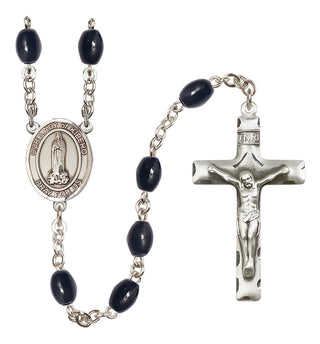 Silver Plated 8x6mm Black Our Lady of Kibeho Rosary