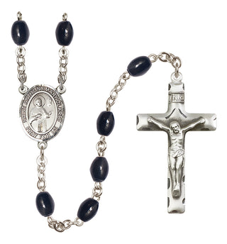 Silver Plated 8x6mm Black Saint Anthony Mary Claret Rosary