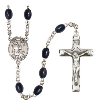 Silver Plated 8x6mm Black Saint Maron Rosary