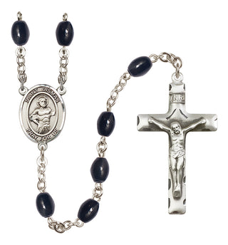 Silver-Plated 8x6mm Saint Dismas  Engraved Catholic Rosaries