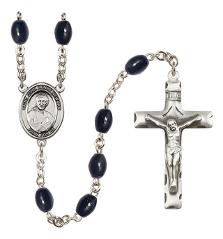 Silver Plated 8x6mm Black Blessed John Henry Newman Rosary