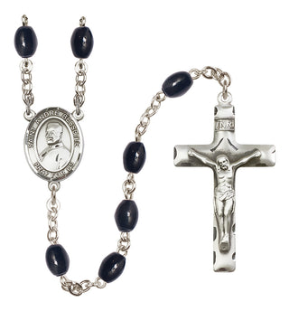 Silver-Plated 8x6mm Saint Andre Bessette  Engraved Catholic Rosaries