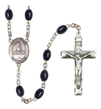 Silver-Plated 8x6mm St. Fabian Rosary | Engravable