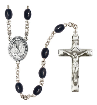 Silver-Plated 8x6mm Saint Mary Magdalene of Canossa  Engraved Catholic Rosaries