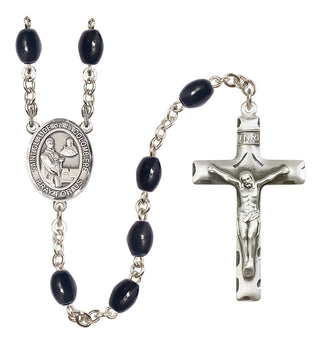 Silver-Plated 8x6mm Saint Claude de la Colombiere  Engraved Catholic Rosaries