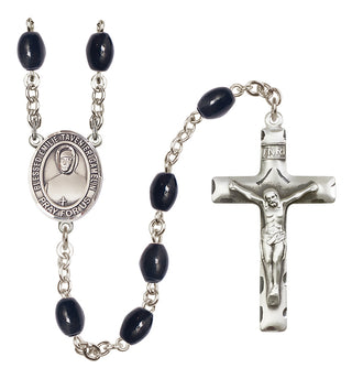 Silver Plated 8x6mm Black Blessed Emilie Tavernier Gamelin Rosary