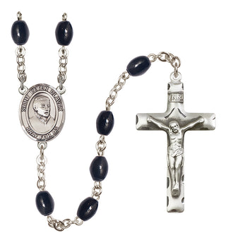 Silver Plated 8x6mm Black Saint Peter Claver Rosary
