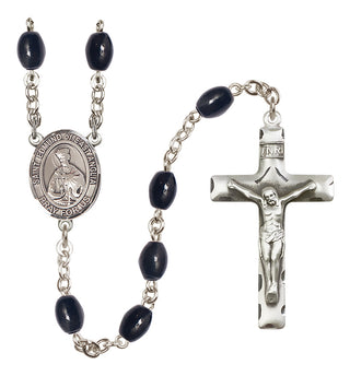 Silver Plated 8x6mm Black Saint Edmund of East Anglia Rosary