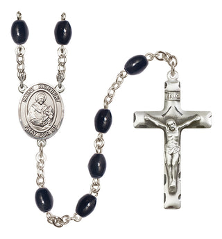 Silver-Plated 8x6mm Saint Norbert of Xanten  Engraved Catholic Rosaries
