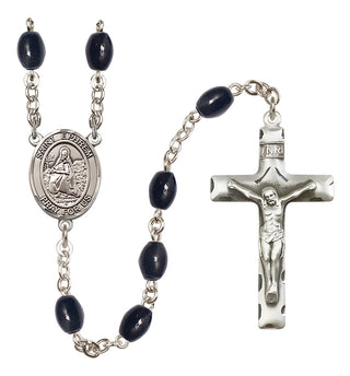 Silver Plated 8x6mm Black Saint Ephrem Rosary