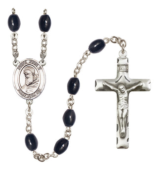 Silver-Plated 8x6mm Pope Pius V  Engraved Catholic Rosaries