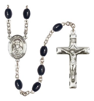Silver Plated 8x6mm Black Saint Vladimir Rosary