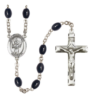 Silver-Plated 8x6mm Saint Christopher/Baseball Rosary