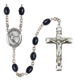 Silver-Plated 8x6mm Saint Christopher/Hockey Rosary