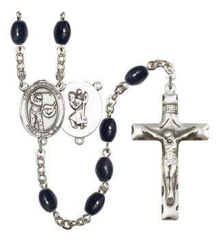 Saint Christopher and Golf Rosary with 8X6mm Black Onyx Beads