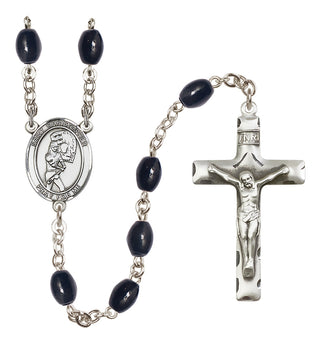 Silver-Plated 8x6mm Saint Christopher/Softball Rosary