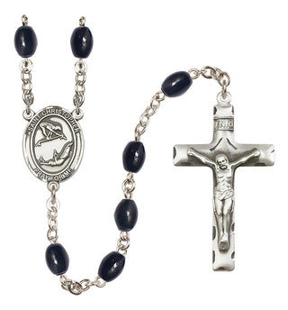 Silver-Plated 8x6mm Saint Christopher/Gymnastics Rosary