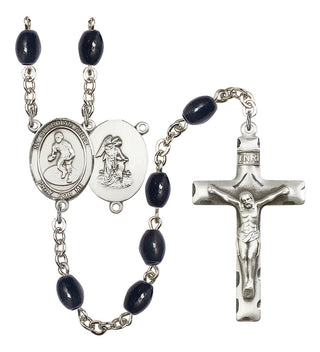 Guardian Angel and Wrestling Rosary with 8X6mm Black Onyx Beads